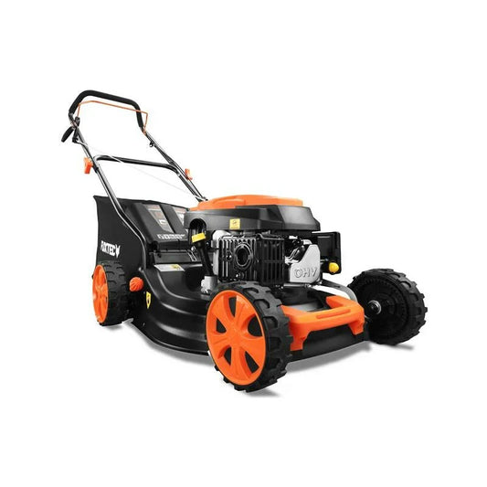 146 köbcentis benzines fűnyíró, 46 cm-es vágásszélesség, kézi tolás – benzinmotor