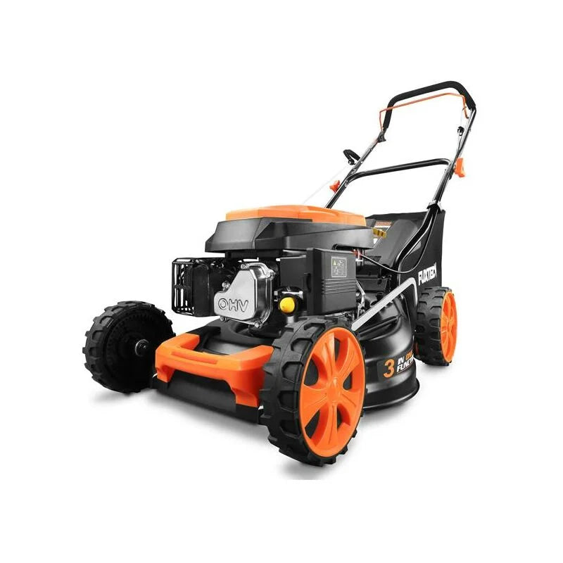 146 köbcentis benzines fűnyíró, 46 cm-es vágásszélesség, kézi tolás – benzinmotor